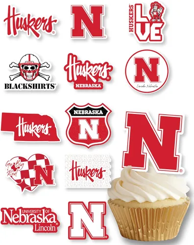 Vista 27 de Decoraciones para cupcakes de la Universidad de Alabama, suministros para fiestas de fútbol americano, cumpleaños, graduación (24 piezas)