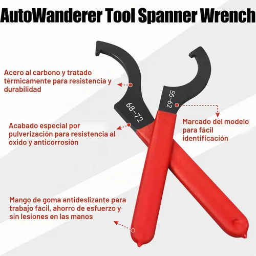 Vista 3 de Juego de 9 Piezas de Llaves Spanner para Coilover, Llave de Amortiguador Ajustable Spanners Universales de Acero al Carbono para la Mayoría de Azul