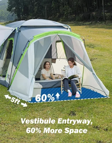 Vista 2 de JOYTUTUS Tienda de campaña SUV con porche con pantalla y toldo para acampar en familia, tienda de campaña para coche con 60% más espacio para 5-9