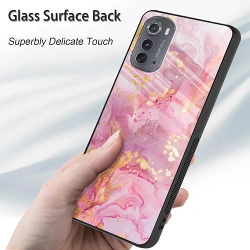 Vista 2 de Funda para Motorola Moto Edge 2022, cubierta trasera de vidrio templado con protector de pantalla, protección a prueba de golpes para Motorola Moto