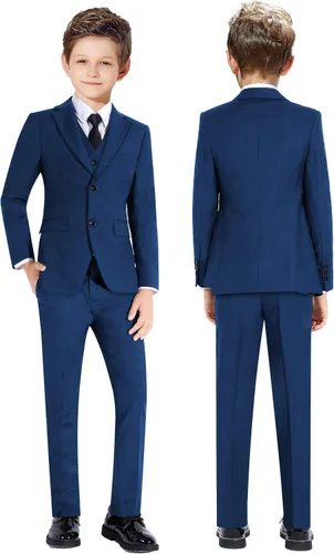 Vista 3 de Marvelous World - Conjunto de traje formal de corte entallado para niños, cintura ajustable