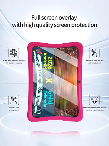 Vista 2 de Protector de pantalla para tableta DigiLand Kids Android 15 de 10.1 pulgadas, dureza 9H, sensible al tacto, bordes redondeados 2.5D, sin burbujas