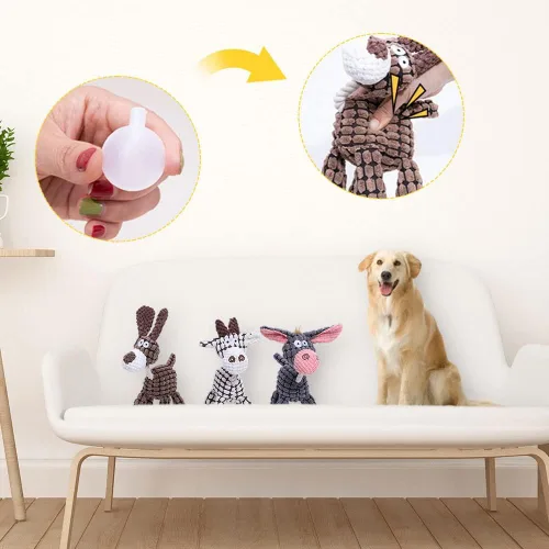 Vista 5 de Juguete de felpa chirriante para perro, juguete de felpa chirriante, juguete interactivo para masticar, juguete chirriante para perros pequeños