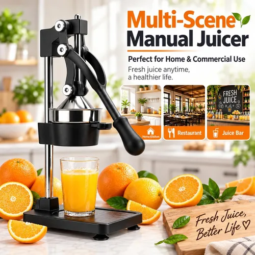 Vista 7 de Exprimidor de hierro fundido – Exprimidor manual de cítricos resistente, prensa profesional de naranja, exprimidor de limón de acero inoxidable