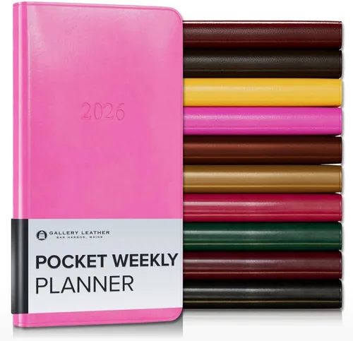 Vista 147 de Gallery Leather Planificador Semanal y Mensual Grande 2025-2026, Calendario Planificador y Cuaderno Elegantemente Encuadernado con Elegantes Bordes