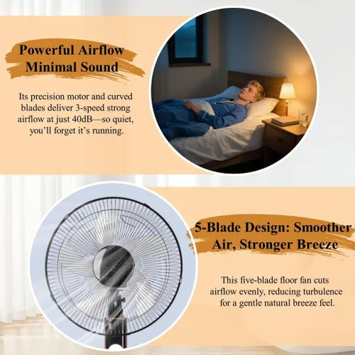 Vista 6 de Ventilador de pie oscilante solar de 16 pulgadas, ventilador móvil recargable con panel solar, ventiladores de piso de control remoto, dos métodos