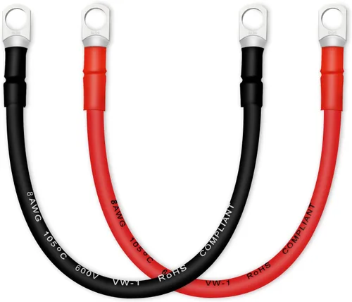 Vista 23 de Cable de batería, cables de batería 2 AWG con terminales, 2 cables de batería de cobre (1 pie).