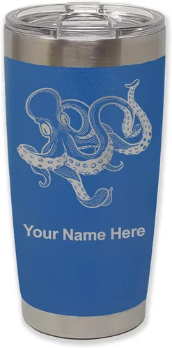 Vista 28 de LaserGram Vaso aislado al vacío de 20 onzas, Kraken, grabado personalizado incluido (negro)