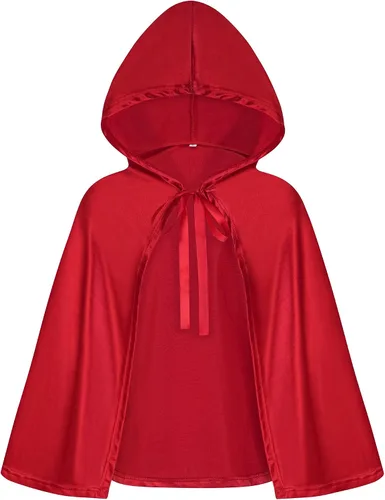 Vista 3 de EBYTOP Disfraz de Halloween para niños y niñas, mini vestido rojo con capa y accesorios