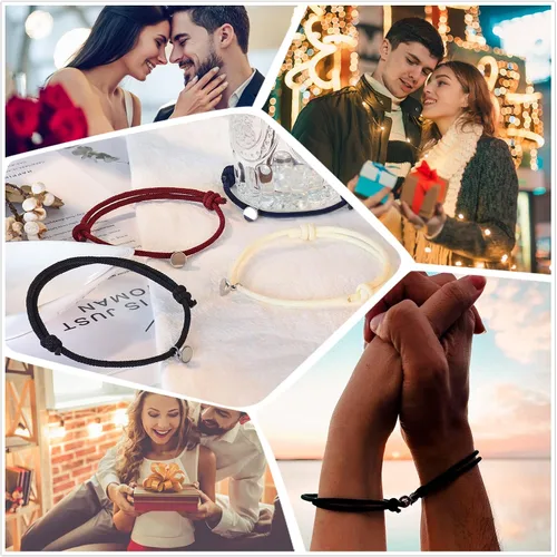 Vista 6 de Tarsus Juego de pulsera magnética para pareja votos de amor eterno joyería regalos para pareja o mejores amigos