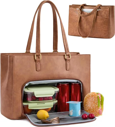 Vista 26 de LOVEVOOK Bolsa para Laptop para Mujeres, Bolsa de Mano para Laptop de 15.6 Pulgadas para Mujeres, Bolsas de Mano de Trabajo de Cuero Vintage
