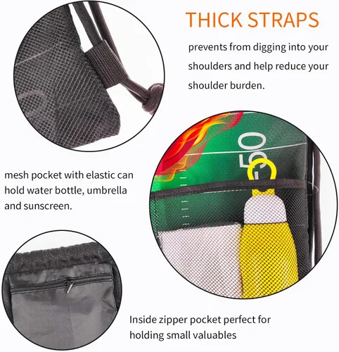 Vista 3 de Mochila con cordón para mujeres, hombres, niños y niñas, resistente al agua, tamaño grande, con bolsillos de malla para deportes, Fútbol, Classic