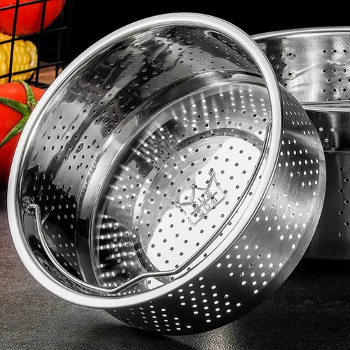 Vista 7 de Hemoton Cesta de vapor de acero inoxidable, inserto de vapor de metal, estante para cocinar al vapor, verduras, colador de frutas, colador