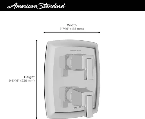 Vista 3 de American Standard TU353740.295 Townsend - Desviador de ducha integrado de 2 manijas, solo níquel cepillado
