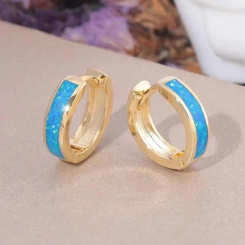 Vista 102 de CiNily Aretes Huggie de ópalo con bisagras, chapados en oro, hipoalergénicos, pequeños aretes de aro para mujeres, adolescentes, niñas, hombres