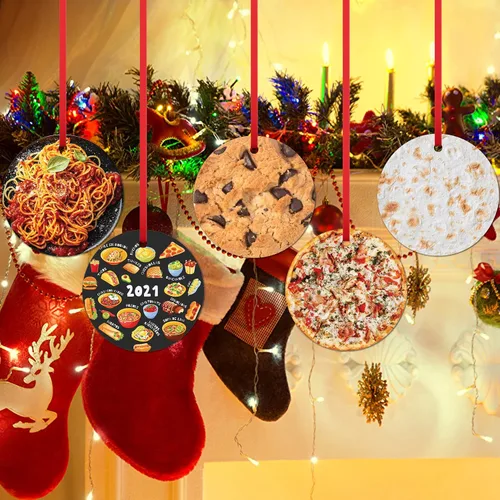 Vista 7 de Adorno de Navidad de galleta de chocolate, colgante de comida, decoración colgante de árbol, divertido adorno de cerámica de Nochebuena para amigos