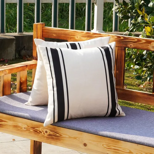 Vista 6 de ONWAY Juego de 2 fundas de almohada para exteriores impermeables de 16 x 16 pulgadas, fundas decorativas de lino, fundas de almohada de lino beige