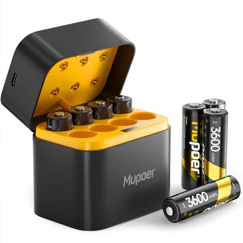 Vista 13 de Mupoer Pilas Recargables AA 4 Unidades, Baterías de Litio AA 1.5V 3600mWh, Batería Recargable Doble A, Pilas Recargables Dos A, Baterías de Ion
