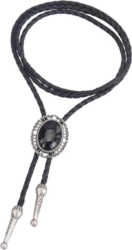 Vista 160 de Jeilwiy Corbata de bolo para hombre, corbata de vaquero occidental, collar de corbata de bolo dorado, corbata de cuero, corbata de Halloween