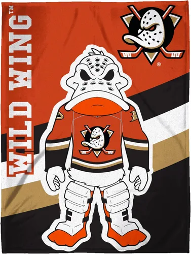 Vista 3 de Sleep Squad Anaheim Ducks Wild Wing Mascot - Manta de felpa Raschel de 60 x 80 pulgadas, una manta de mascota de la NHL