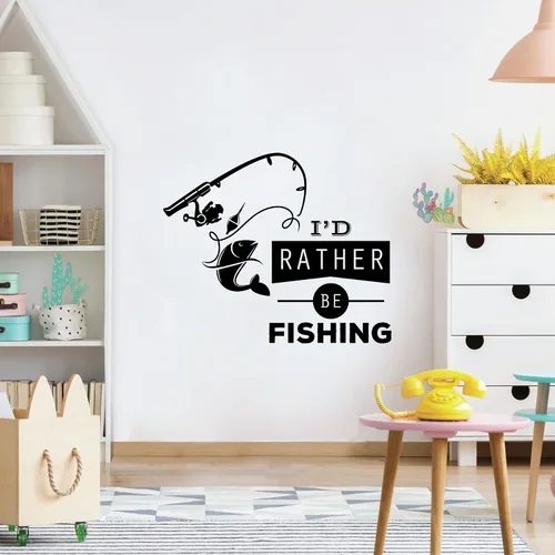 Vista 2 de Adhesivo decorativo para pared con texto en inglés "I'd Rather Be Quote Fisher Fisher Fisher Quote Fisher Quote - Adhesivo decorativo para pared