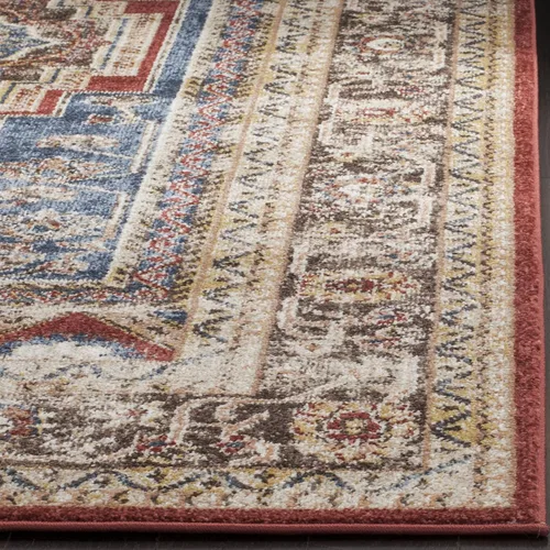 Vista 3 de SAFAVIEH Bijar Collection BIJ636B - Alfombra tradicional oriental, envejecida, no desprende pelusa, 2 pies 3 pulgadas x 8 pies, color azul rey/marrón