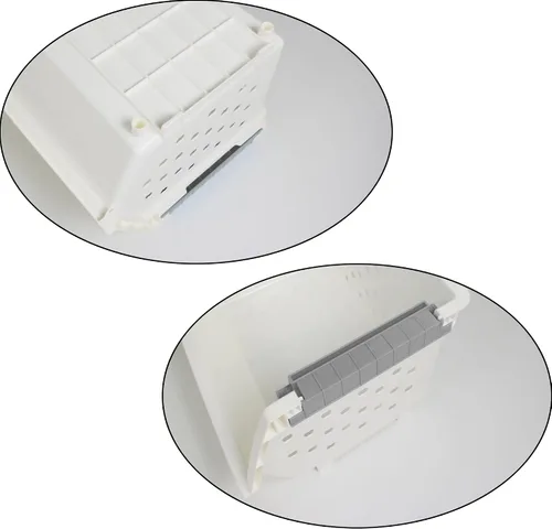 Vista 2 de Paquete de 3 cestas de almacenamiento apilables de plástico, cesta organizadora apilable blanca Stackable Storage Design, Breathable Perforated