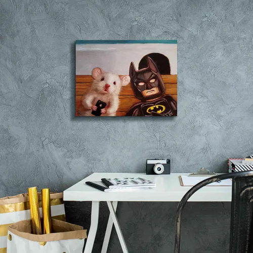 Vista 6 de Epic Graffiti 'Selfie with Superhero' de Lucia Heffernan, arte de pared en lienzo, 16 x 12 pulgadas