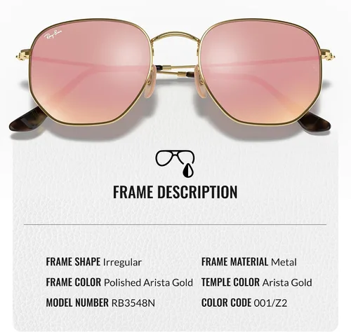 Vista 9 de Ray-Ban RB3548N Lentes planas hexagonales, gafas de sol cuadradas y redondas con kit oficial de gafas