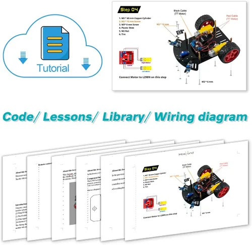 Vista 4 de Hosyond Kit de coche robot inteligente, coche de control remoto 2WD compatible con Arduino IDE con Tutorail