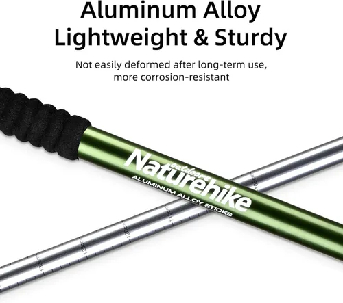 Vista 4 de Naturehike - Bastones de senderismo plegables, bastones de senderismo ajustables de aluminio ligero, absorción de impactos con correas