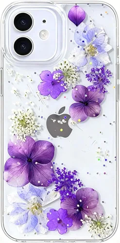 Vista 20 de Abbery - Funda diseñada para iPhone 12/12 Pro con purpurina, transparente y linda con diseño de mariposa, correa para la muñeca, brillante