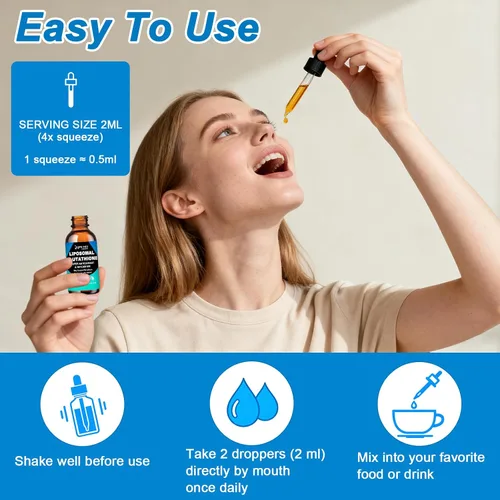 Vista 7 de Suplemento líquido de glutatión liposomal, forma activa L-glutatión con aceite de aloevera, vitamina C y ácido hialurónico para desintoxicación
