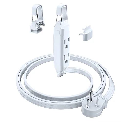 Vista 13 de Maximm Cable de extensión con sistema de gancho extraíble, cable de extensión de 3 tomas, con diseño de enchufe plano de 45° para colgar al nivel