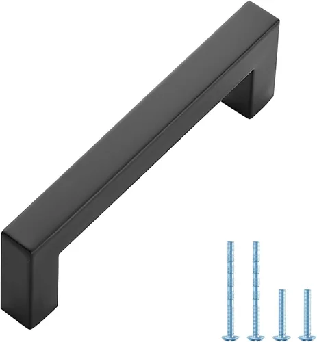 Vista 32 de Ravinte Paquete de 5 tiradores cuadrados de gabinete de 2-1/2 pulgadas, manijas negras para gabinetes de cocina, accesorios de cocina negros mate
