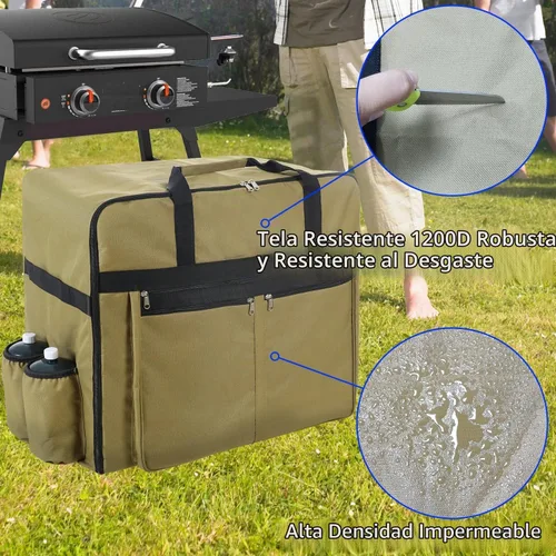 Vista 4 de EUTRKei Funda para parrilla Blackstone de 22 pulgadas, accesorios para bolsa de transporte de parrilla de 17 pulgadas, acomodada con capucha