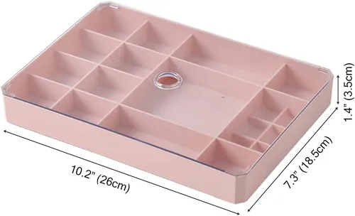 Vista 6 de Organizador apilable de joyas, organizador de joyas con tapa transparente, caja de joyería simple para cajón, aparador, para collares, pulseras