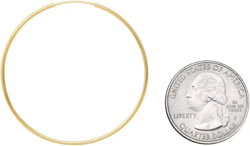 Vista 3 de Aretes de aro infinito de oro de 14k, tubo de 1,25 mm de grosor