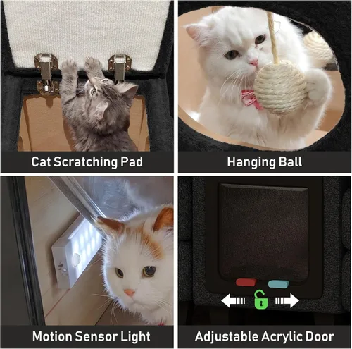 Vista 3 de Sofá nube en forma de U de 130 pulgadas con casa para gatos, sofá modular de gran tamaño para sala de estar, cómodo sofá grande de chenilla, juego