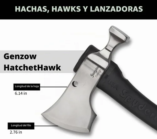 Vista 6 de Spyderco Genzow HatchetHawk Utility Tomahawk con cabeza de acero resistente 5160 y mango de aluminio de polipropileno de 15.82 pulgadas, incluye