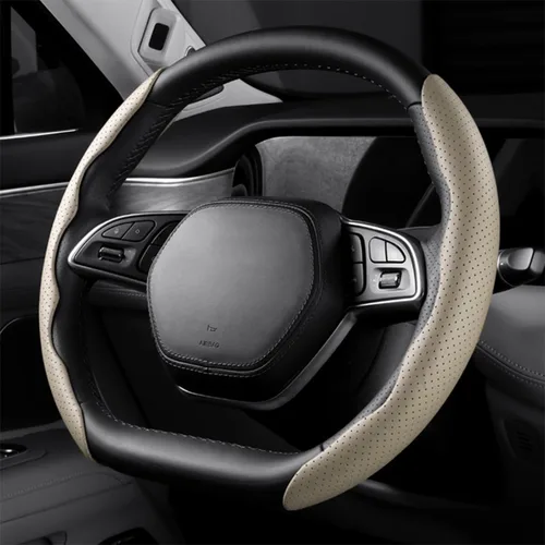 Vista 6 de LoyaForba Funda universal para volante de automóvil, protector universal de cuero segmentado de 15 pulgadas, antideslizante y suave, transpirable