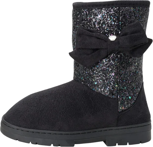Vista 4 de bebe Botas de invierno de microgamuza para niñas con logotipo y lazo adornados con diamantes de imitación