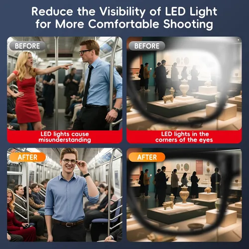 Vista 6 de Paquete de 2 fundas de luz LED para Ray-Ban Meta Way-farer/Skyler/Headliner (Gen 2), protector de luz LED reutilizable para gafas inteligentes
