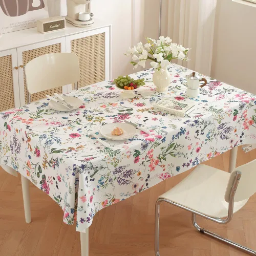 Vista 17 de TruDelve Mantel de Vinilo con Respaldo de Franela Mantel de Mesa de Plástico Blanco Cuadrado Manteles de Mesa para Fiestas Impermeables Cubierta