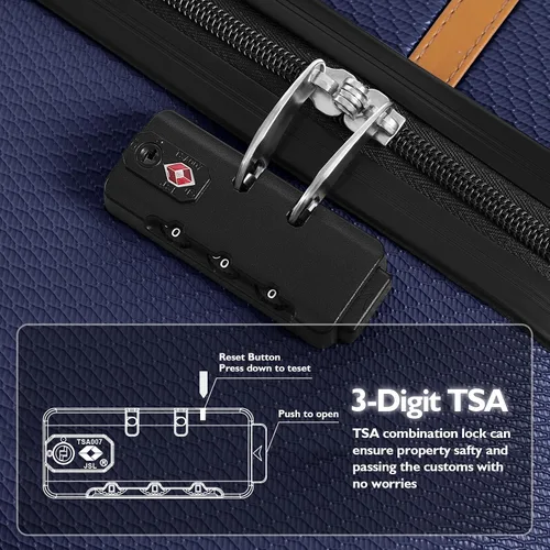 Vista 6 de AnyZip Equipaje ABS+PC Hardside maleta ligera con ruedas giratorias TSA Lock, Azul oscuro