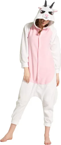 Vista 4 de MizHome Disfraz de Halloween con capucha de cabra Kigurumi Cosplay de cabra