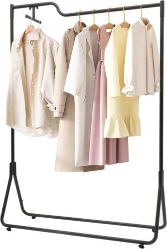 Vista 4 de Perchero de ropa de tubería, estantes de ropa resistentes con patas ajustables, estante de exhibición de ropa, perchas de metal para el suelo