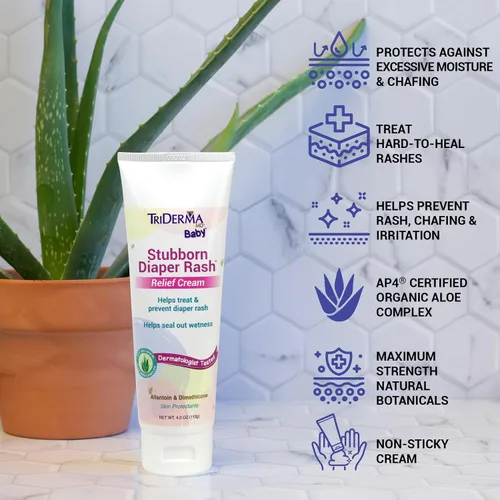 Vista 3 de TriDerma Crema para aliviar la erupción del pañal obstinada - Elegible para la FSA 2.2 oz