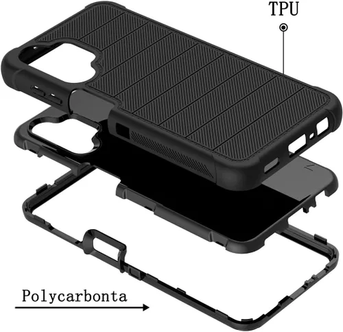 Vista 6 de Funda para Galaxy A13 5G, Samsung A13 5G con protector de pantalla HD [a prueba de golpes] 3 en 1 funda protectora duradera de PC y TPU para Samsung