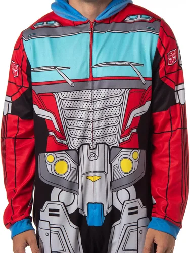 Vista 2 de INTIMO Transformers - Traje de pijama retro de una pieza para hombre, diseño de Bumblebee Optimus Prime